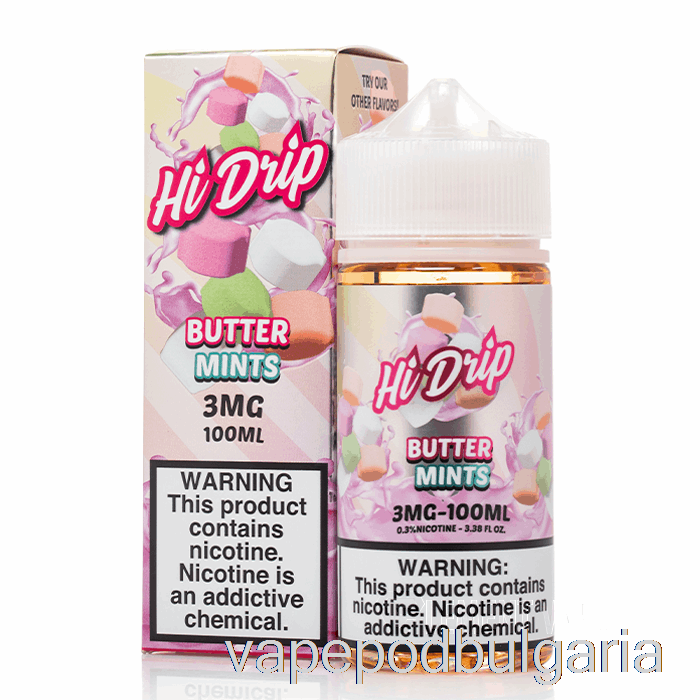 Vape 10000 Дръпки Butter Mints - Hi-drip E-liquids - 100ml 0mg